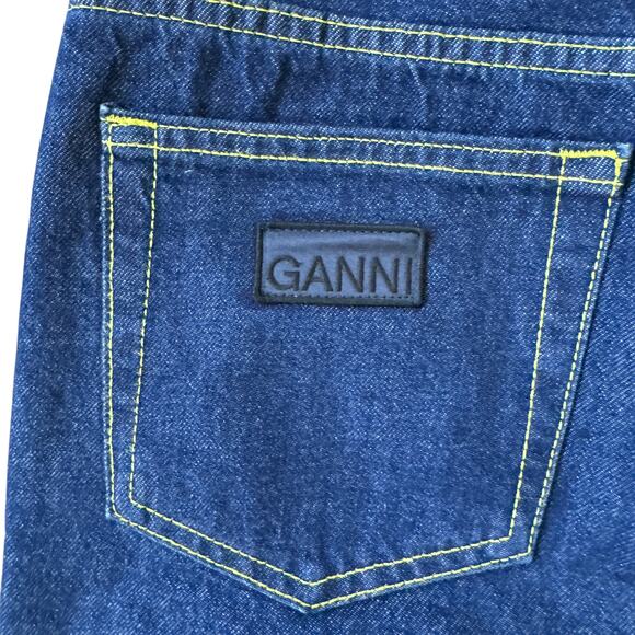 NEW Ganni Angi Wide Leg Cargo Jeans Rinse Denim - Picture 7 of 13